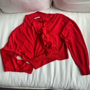 Zara red knitted top with the bow